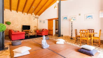 Televisión, chimenea y tenis de mesa
