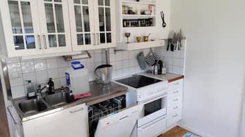 Full-size fridge, microwave, oven, stovetop