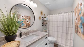 Hair dryer, towels, toilet paper