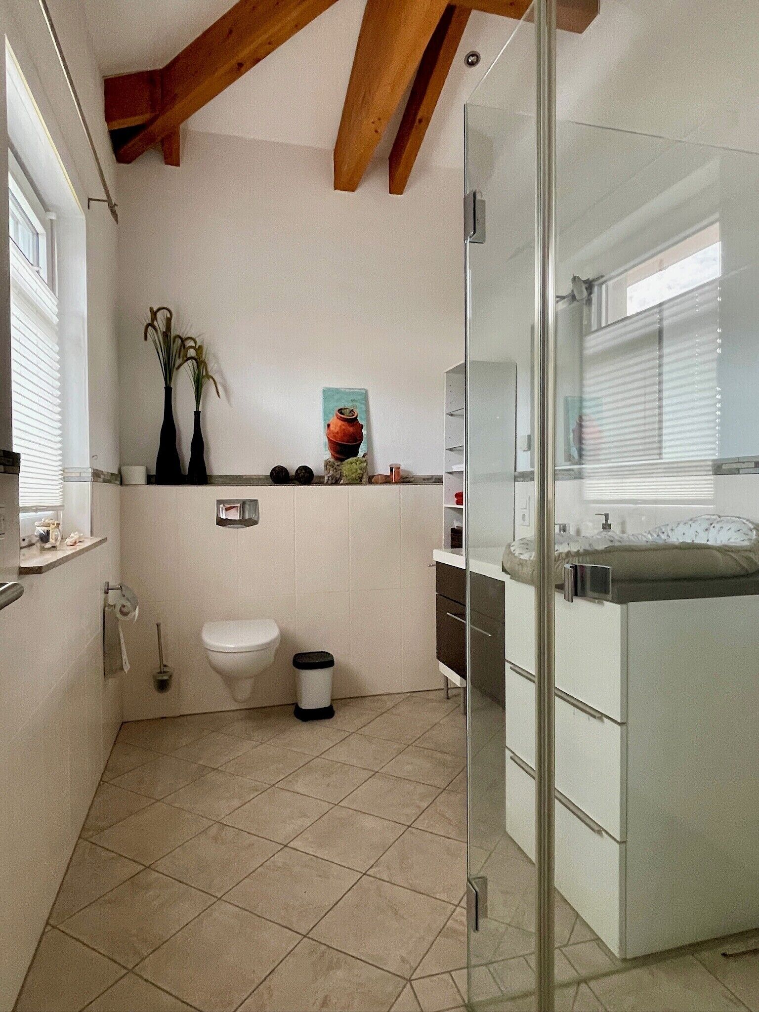 Dusche, Handtücher, Seife, Toilettenpapier