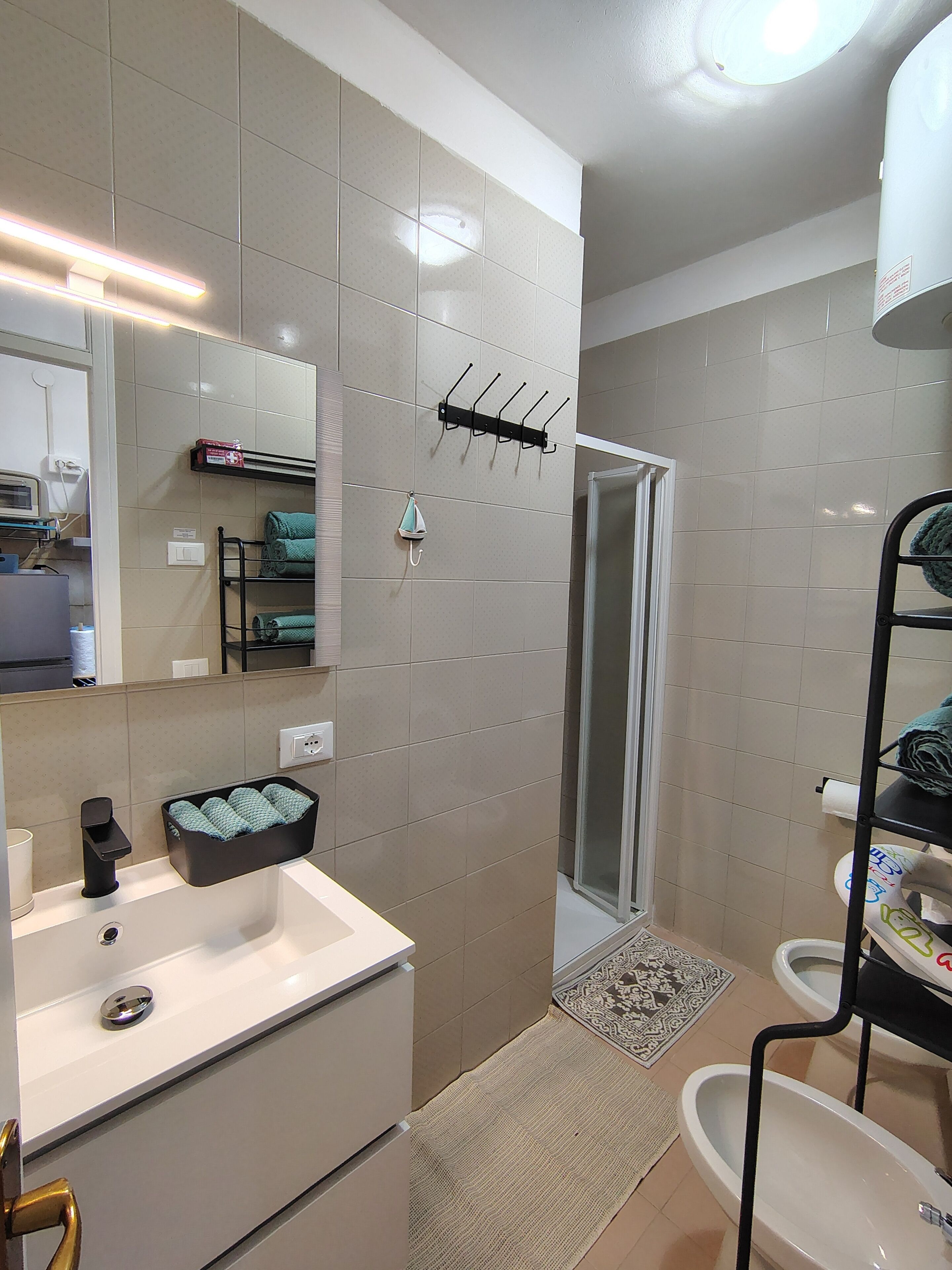 Ducha, secador de pelo, bidet, toallas
