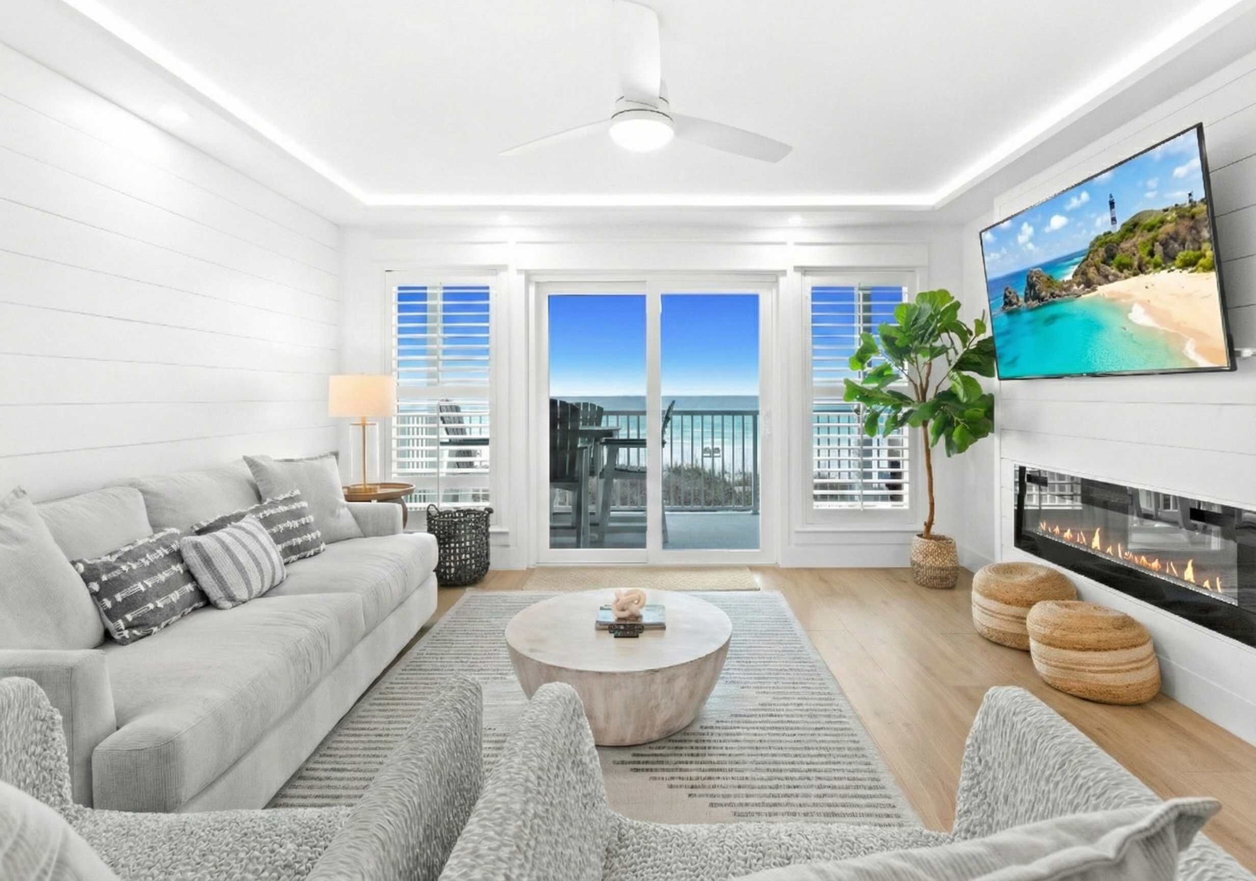 Una Smart TV, una chimenea