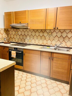 Fridge, microwave, oven, stovetop - Apartment 'Alexa' with Shared Terrace and Wi-Fi (Eußenheim)