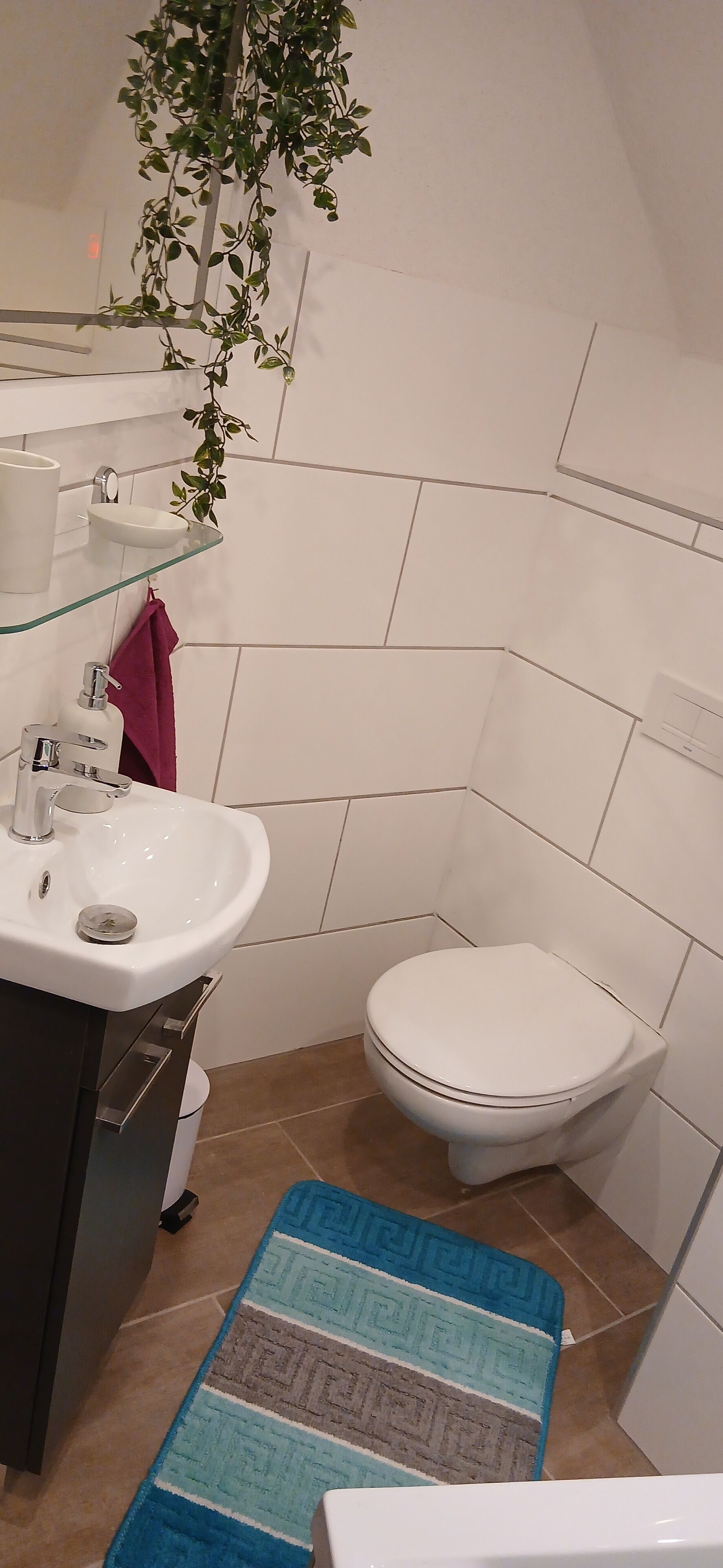 Een haardroger, handdoeken, zeep, toiletpapier