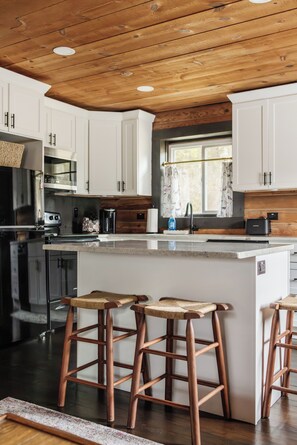 Microwave, oven, stovetop, dishwasher - Peaceful Lake Lure Cabin: Cozy 2BR 3 miles from lake! (Lake Lure)