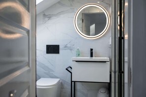 Shower, hair dryer, towels - Luxury Studio Apartment (4th Floor - Room 15) (Edinburgh)