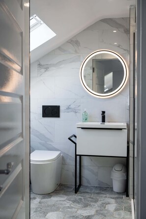 Shower, hair dryer, towels - Luxury Studio Apartment (4th Floor - Room 15) (Edinburgh)