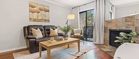 TV, fireplace, offices