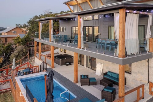 Panoramic Canyon Lake views | 5BR retreat w/ pool, hot tub, & game room