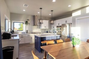 Fridge, microwave, oven, stovetop - Panoramic Canyon Lake views | 5BR retreat w/ pool, hot tub, & game room (Canyon Lake)