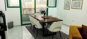 Dining - Levish 3-Bedroom Family Apartment with Balcony near Buhaira Corniche (Sharjah)