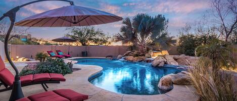 Piscine extérieure, piscine chauffée