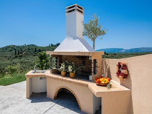 Family Villa, 2 Bedrooms, Private Pool, Mountain View | Property grounds - Spartakos Villa Resort (Planos)