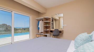 Luxury Villa, 2 Bedrooms, Private Pool, Sea View | In-room safe, blackout drapes, soundproofing, iron/ironing board