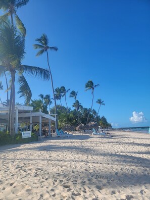 On the beach, sun-loungers, beach towels - Playa Turquesa Ocean Club Condo 3b/3ba, Wheelchair Access - Seconds to the Ocean (Punta Cana)