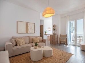 Living area - Pounta | 2BR Apartment w/ Shared Pool | Fiora II (24Q5+MPP Pounta, Greece)
