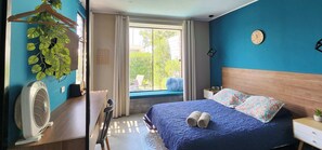 2 dormitorios, escritorio, tabla de planchar con plancha y wifi