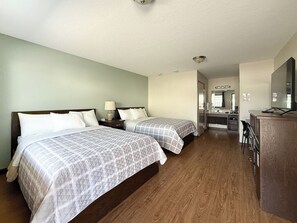 Classic Double Room, 2 Queen Beds, Non Smoking | Desk, laptop workspace, blackout drapes, iron/ironing board