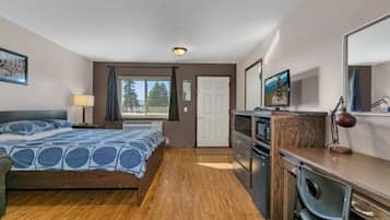 Standard Room, 1 King Bed, Mobility Accessible, Non Smoking | Desk, laptop workspace, blackout drapes, iron/ironing board