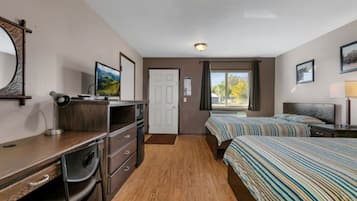 Classic Double Room, 2 Queen Beds, Non Smoking | Desk, laptop workspace, blackout drapes, iron/ironing board