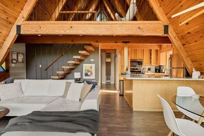 TV, fireplace - 2BR Chic A-Frame w Slopes Views near Bear Mountain (Big Bear Lake)