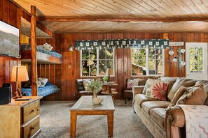 TV, fireplace - Snuggle Down Cottage, near Village w/ Mtn Views (Big Bear Lake)