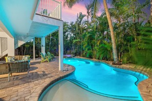 Outdoor pool, a heated pool - NEW! Steps to Private Beach, Heated Pool, Hot Tub, + Ping Pong (Holmes Beach)