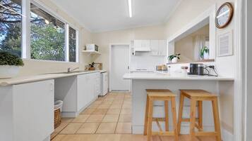Fridge, microwave, stovetop, toaster