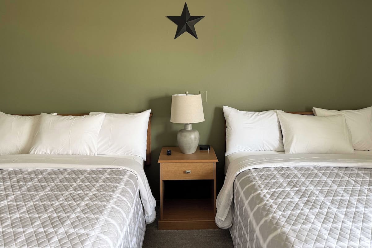 Deluxe Double Room, 2 Queen Beds, Non Smoking | Laptop workspace, blackout drapes, iron/ironing board, free WiFi