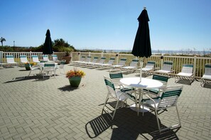 Outdoor dining - Ocean Bay Club 107 | Oceanfront 4BR Condo | Steps to Main St & Beachfront Pool (North Myrtle Beach)