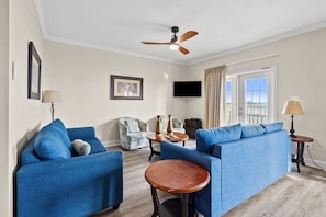 TV - Oceanfront vacation rental with pool, hot tub, and game room—perfect for families and groups (North Myrtle Beach)