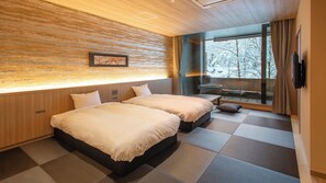 Chambre Junior avec lits jumeaux, non-fumeur (Suite PrivateOpenAirBath Shower Only) | Accès au Wi-Fi (inclus), literie fournie