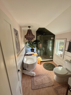 Shower, hair dryer, towels, soap - Charming Cottage w/Mountain Views,2 Acres, Family & Dog Friendly,Spa Soaking Tub (Windham)