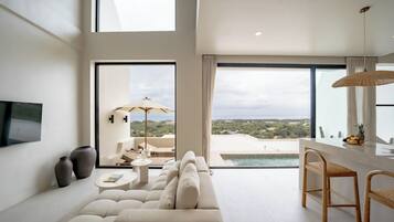 Villa, 2 Bedrooms, Private Pool, Ocean View | Living area | 55-inch Smart TV with digital channels