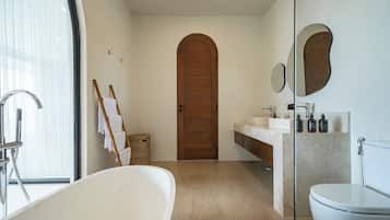 Villa, 2 Bedrooms, Private Pool, Ocean View | Bathroom | Separate tub and shower, rainfall showerhead, hair dryer, bidet