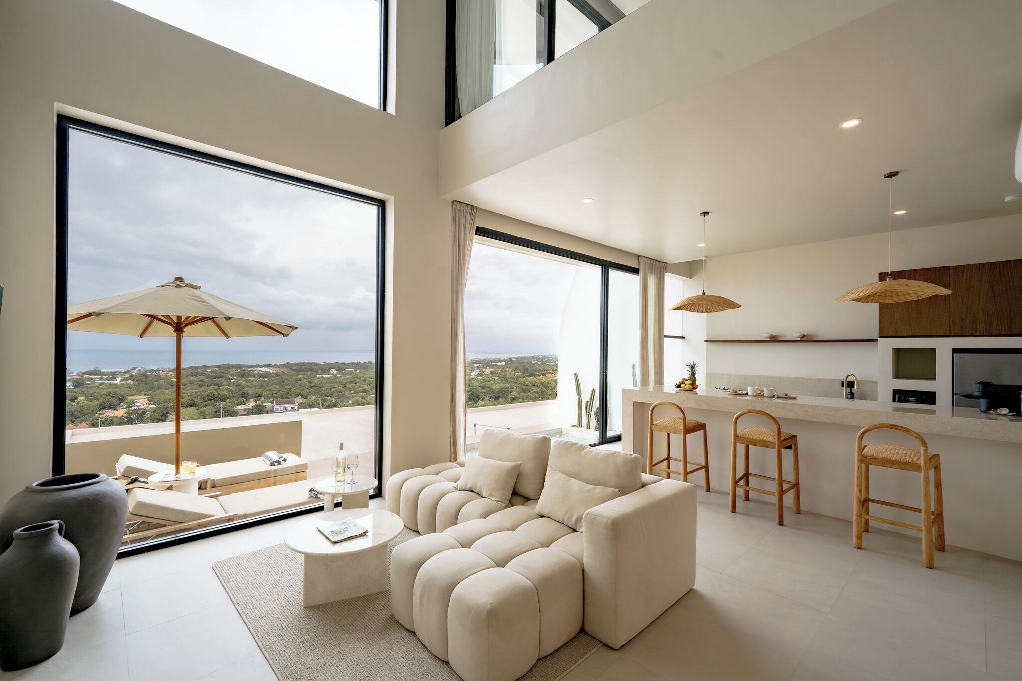 Villa - 2 soveværelser - privat pool - havudsigt | Opholdsområde | 55-tommers smart-tv med digitale kanaler