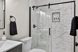 Bathroom - Hot Tub + Fire Pit Swings + Retro Arcade Garage = Fun Modern Stay (Georgetown)