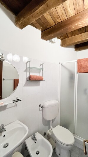 Dusche, Haartrockner, Bidet, Handtücher