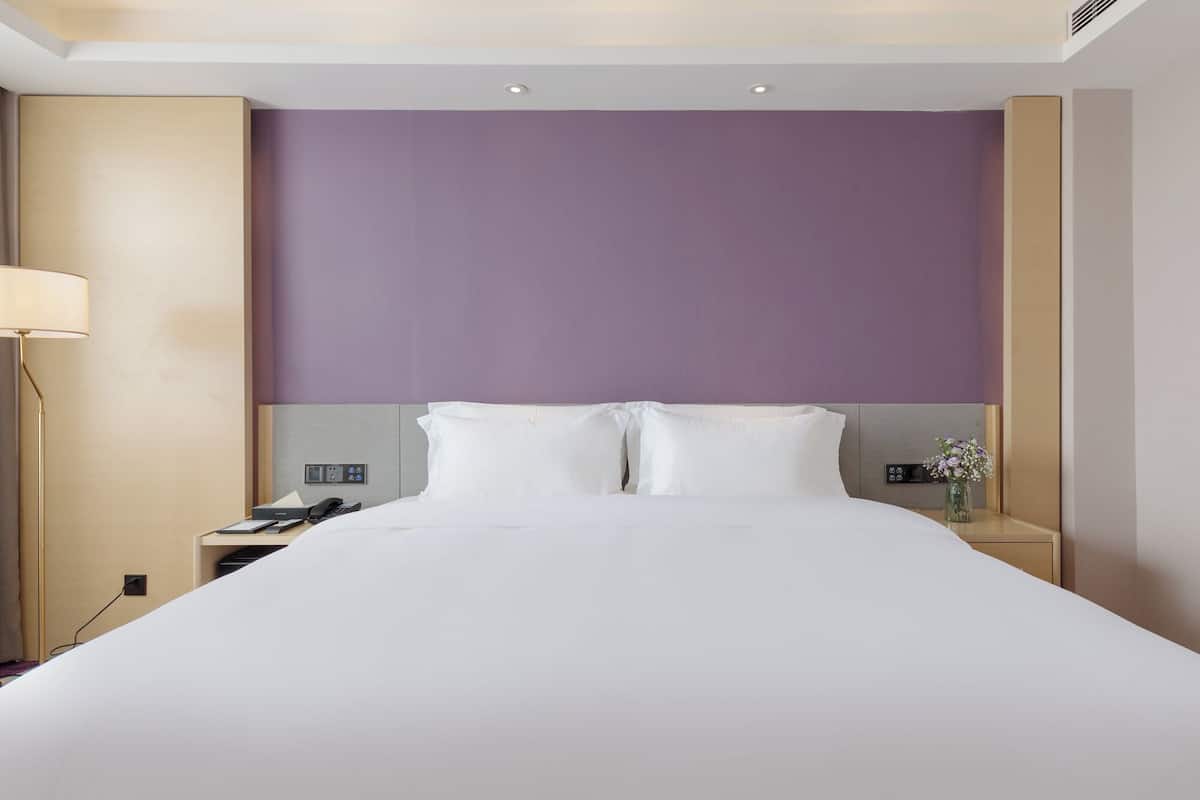 Desk, laptop workspace, blackout drapes, soundproofing