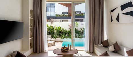Deluxe Villa, 2 Bedrooms, Balcony, Pool View | Living area
