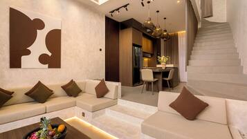 Deluxe Villa, 2 Bedrooms, Private Pool, Pool View | Living area | 32-inch Smart TV with digital channels