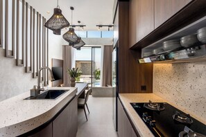 Deluxe Villa, 2 Bedrooms, Private Pool, Pool View | Private kitchen | Fridge, oven, stovetop, coffee/tea maker - Villa Fresko 3 by Alfred in Bali (Munggu)