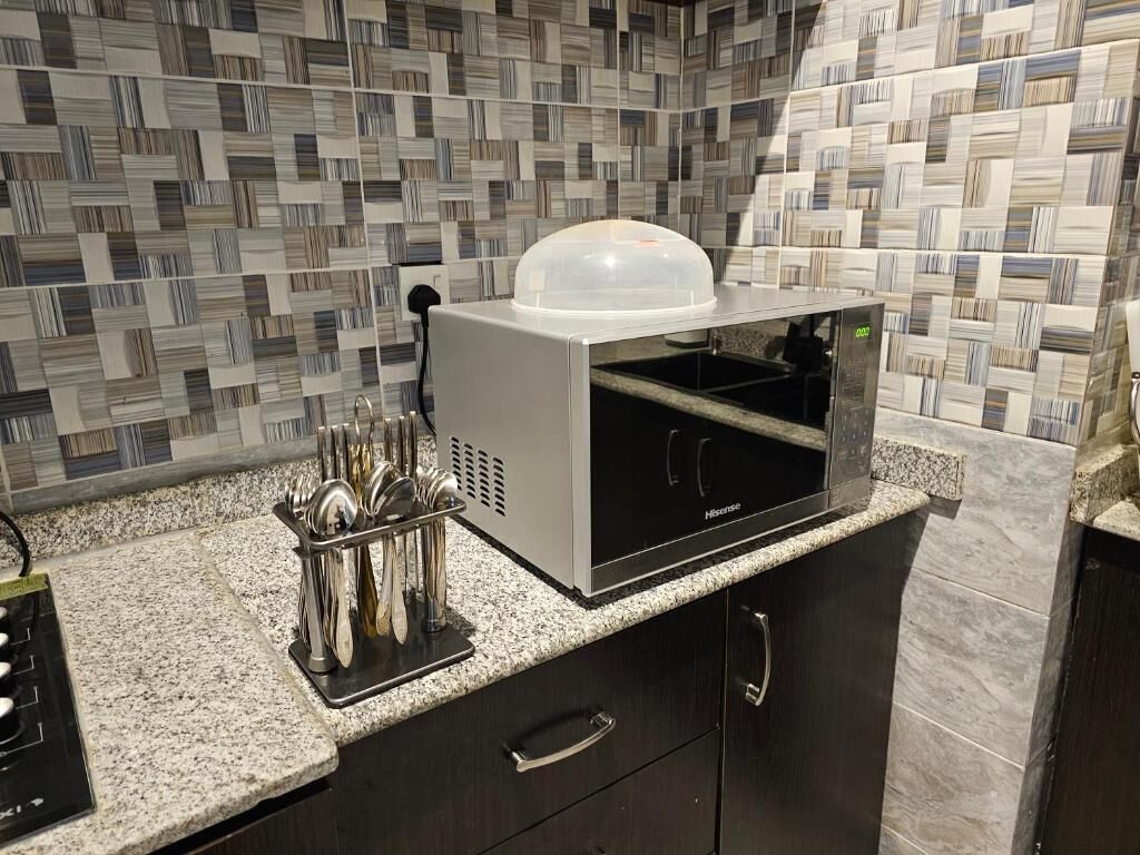 Apartamento luxo, sacada, vista para a cidade | Cozinha privada | Geladeira, micro-ondas, fogão, cooktop