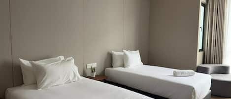 Deluxe Twin Room | Minibar, desk, iron/ironing board, bed sheets