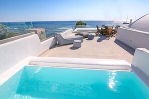 Outdoor dining - My Rental Homes - Maison Nica with heated Jacuzzi on a panoramic terrace (Fira)
