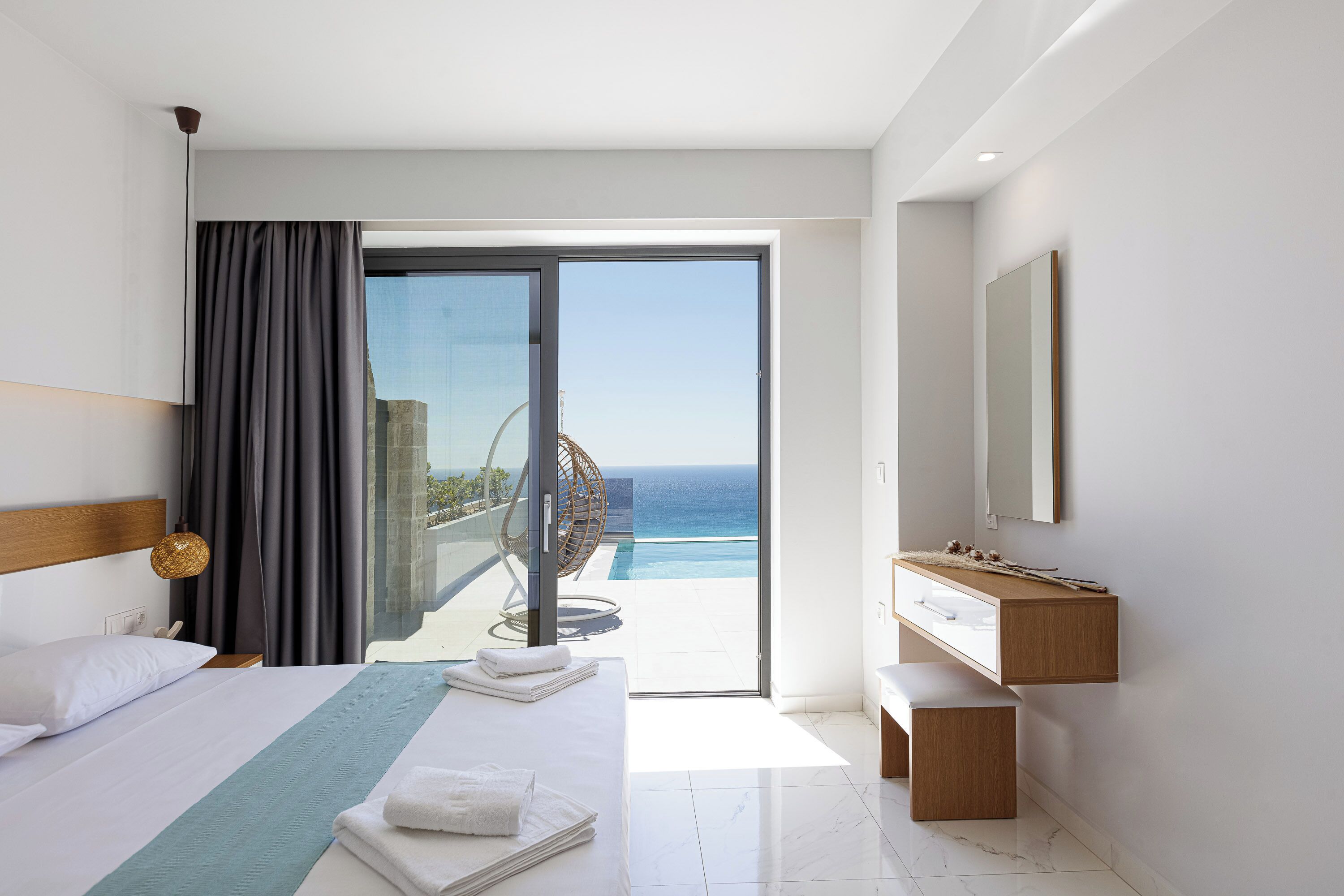 Deluxe Villa, 2 Bedrooms, Private Pool, Sea View (ERATO) | In-room safe, blackout drapes, soundproofing, iron/ironing board