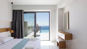 Deluxe Villa, 2 Bedrooms, Private Pool, Sea View (ERATO) | In-room safe, blackout drapes, soundproofing, iron/ironing board