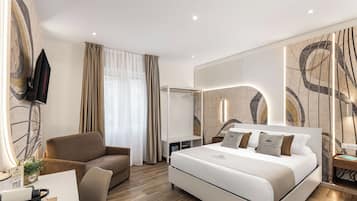 Habitación Deluxe doble, vistas a la ciudad | Ropa de cama de alta calidad y edredones de plumas