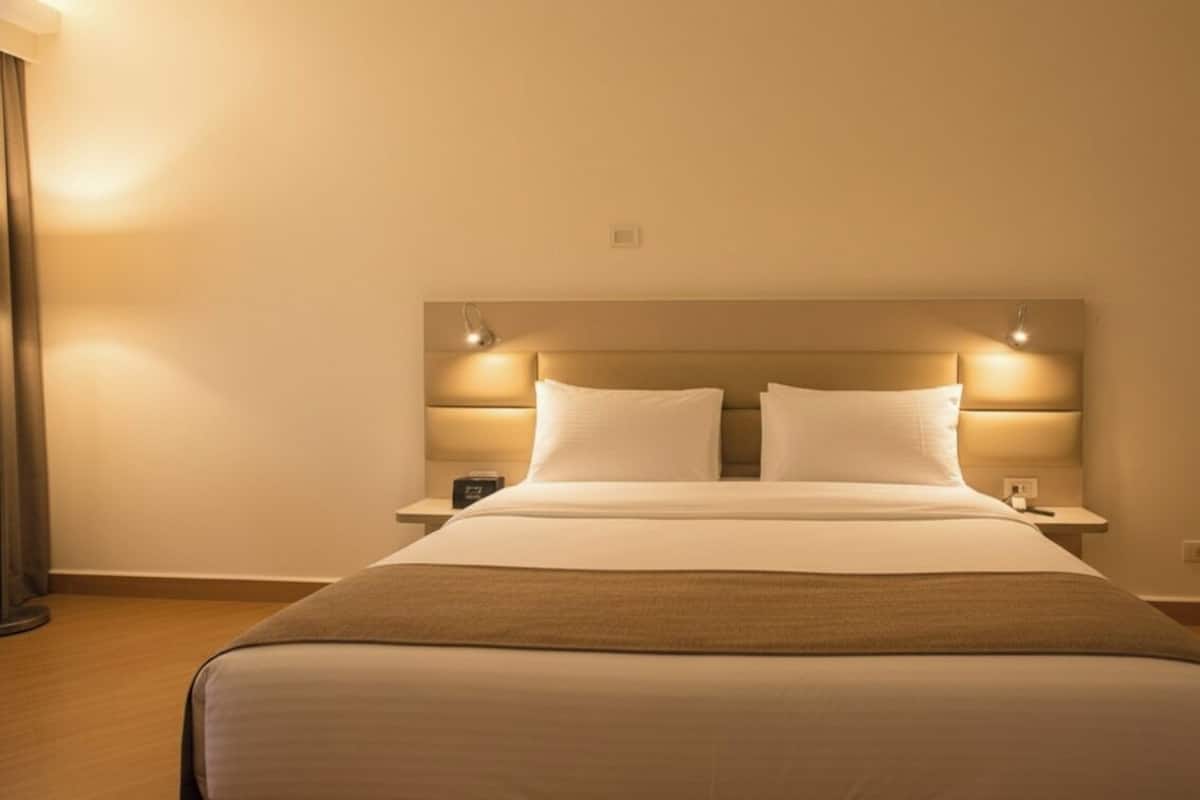 Enkeltrom – basic, delvis havutsikt | Skrivebord, skrivebord for bærbar PC og wi-fi (inkludert)