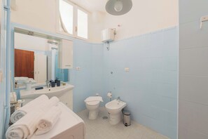 Regadera, secadora de cabello, bidet, toallas 